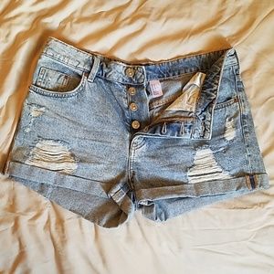 High waisted jean shorts